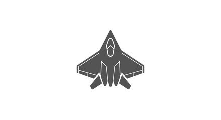 Fototapeta premium Dark Gray Fighter Jet Aircraft Icon, representing Military Aviation on isolated white background