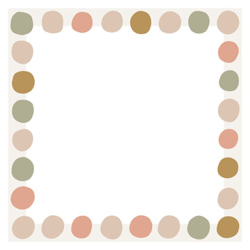Frame with colorful freehand dots. Background for children or trendy design with dots shapes.