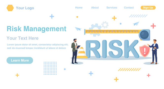 Risk assessment and investigation Businessman measuring risk with ruler symbol. Crisis management. Identifying hazards, financial safeguarding. Person measure money loss acceptable for investing
