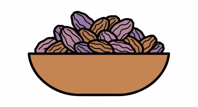 A bowl overflowing with a pile of purple and brown dried fruits