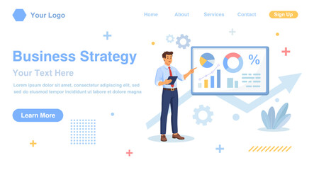Obraz premium Business strategy. Professional financial analyst reviewing business performance reports on whiteboard for investment strategy planning. Person planning financial goals, reviewing market data