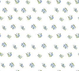 Blue floral pattern. Cute Vintage cottagecore pattern. Little blue roses © ka_lou
