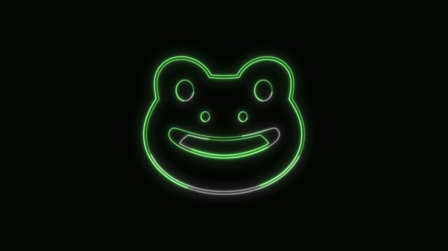  Frog Icon Neon Seamless Loop 4K with Black Background Animated Promotional Typography for Video Editing