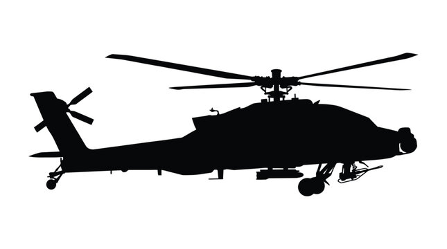 Military Helicopter Silhouette Against White Background attack