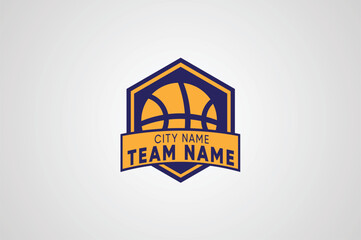 Basketball team logo emblem badge design concept with ball and shield illustration © Farhan