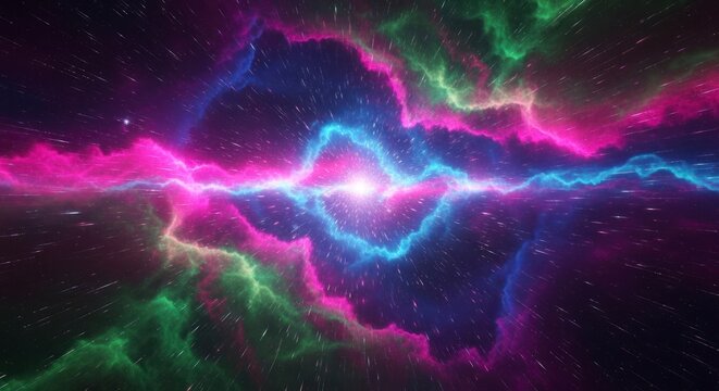 Nebulosa c&oacute;smica abstrata com cores vibrantes e fen&ocirc;menos interestelares