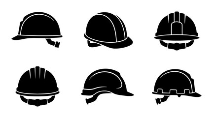 Fototapeta premium Hard Hat Icons, Safety Helmets, Construction Headwear, Industrial Protection Gear Set