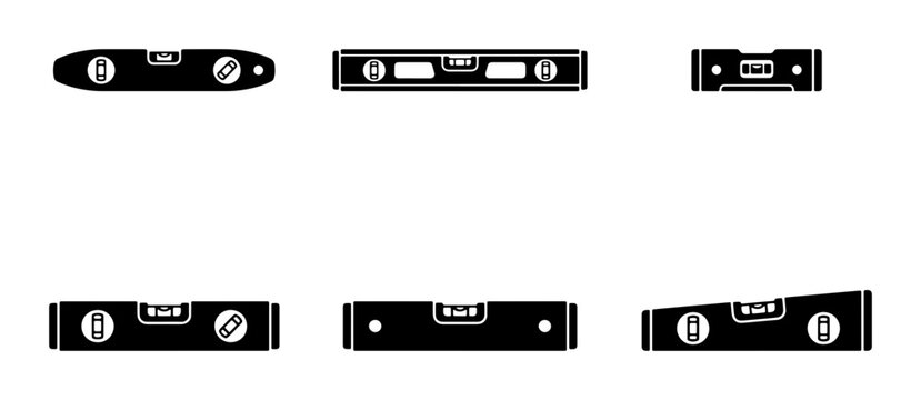 Spirit Level Icons, Construction Tools, Measurement Devices, DIY, Engineering, Precision