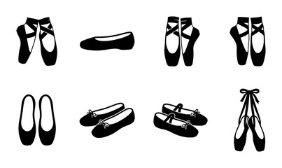 Ballet Shoes & Flats Collection: Pointe, Slipper, Dance Footwear Icons © DesignHost