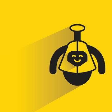 droid robot icon with shadow on yellow background
