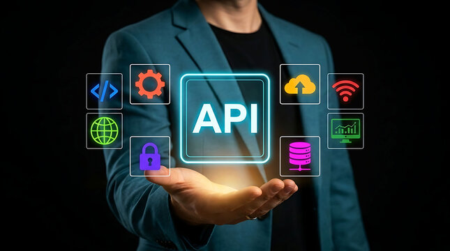 API Application Programming Interface integration technology and cloud computing concept