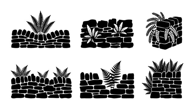 Stone Wall Elements, Garden Borders, Textured Rock Barriers, Natural Landscape Accents