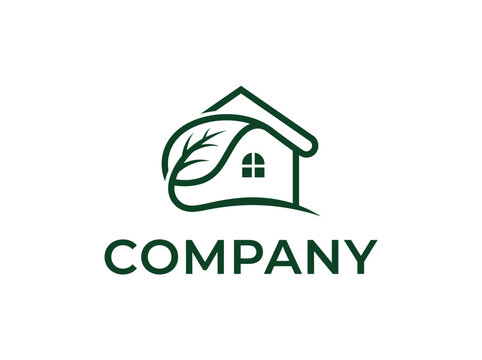 Eco-friendly leaf logo design with COM text for sustainable branding and green initiatives