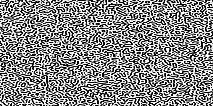 Turing reaction diffusion monochrome seamless pattern with chaotic motion . Natural seamless line pattern. Reaction-diffusion or truing pattern formation. abstract truing organic