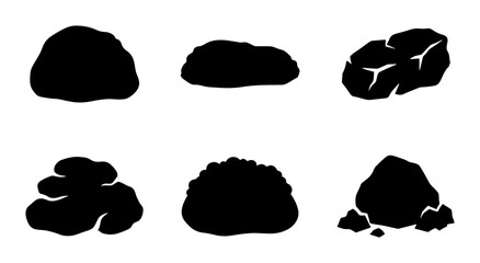 Black Rock Silhouettes, Natural Stone Shapes, Rough Geology Elements, Vector Graphic Collection © Ibrahim