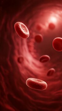 Red Blood Cells Flowing Through Blood Artery Path Medical Cardiovascular Animation vertical video