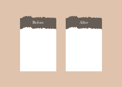 Before and after template with torn paper effect and white space comparison template contrast