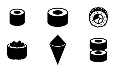 Sushi Icons Set, Japanese Food Vector Graphics, Asian Cuisine Symbols, Restaurant Menu Elements © sogir