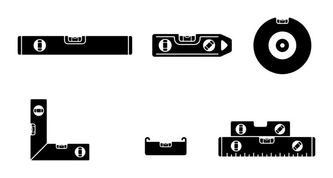 Spirit Level Tools Set, Measuring Instruments, Construction & DIY Equipment Icons