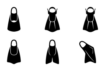 Diving Fins Vector Icons Set, Scuba Flippers Collection, Swimming Gear Symbols, Water Sports Equipment © DesignHost
