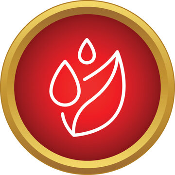 Red button showing a blood drop and a leaf icon representing health and donation