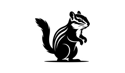 Cute Chipmunk Silhouette Illustration with Animal Mascot Style Black Vector Design © Madhobe