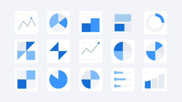 Business infographic charts and graphs template set for data analysis