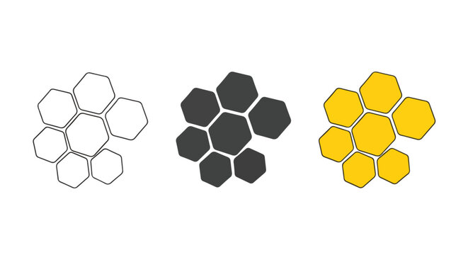 Honeycomb structure pattern icon set - Glyph solid icon - Editable modern style icon - Clipart, sticker - icon set - Clipart
