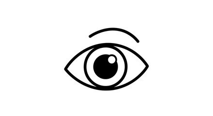 Fototapeta premium Minimalist vector icon of an eye with an eyebrow, symbolizing vision, perception, and looking. A clear graphic for interface elements, showing sight and observation capabilities