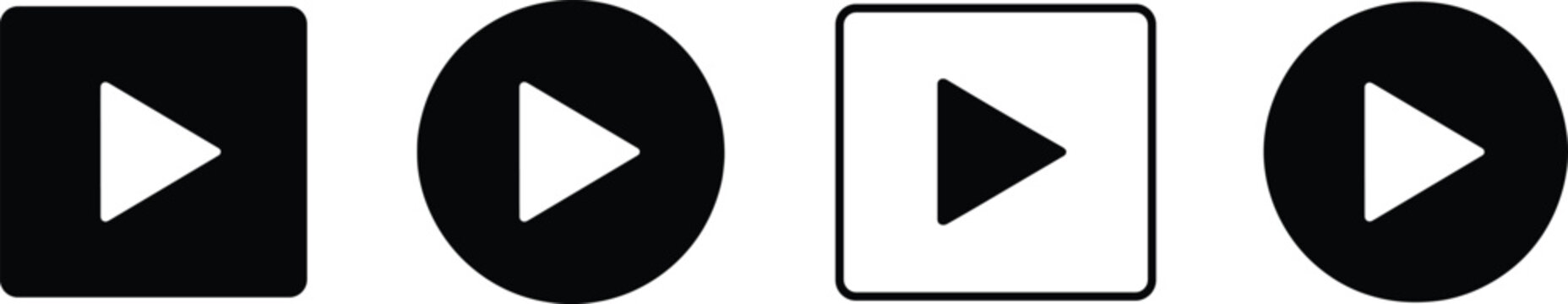Minimalist Black And White Play Button Icons Vector Illustration Collection