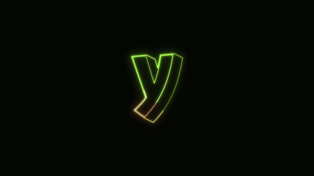 Alphabet y Neon Text Seamless Loop 4K Black Background Animated Promotional Typography for Video Editing
