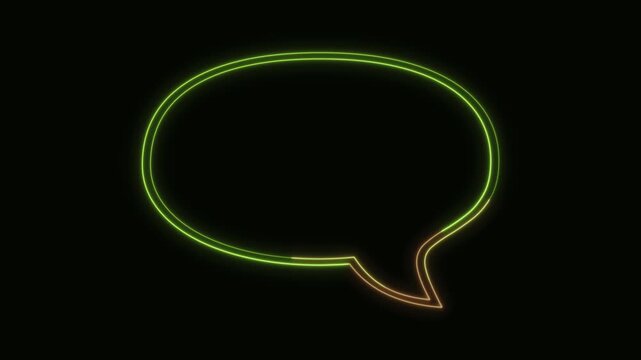 Message Box Icon Neon Seamless Loop 4K Black Background Animated Promotional Typography for Video Editing