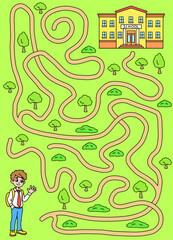 Fototapeta premium School maze graphic vertical color sketch illustration vector 