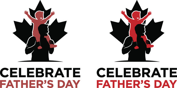 Father s day canada silhouette of father and child with maple leaf design