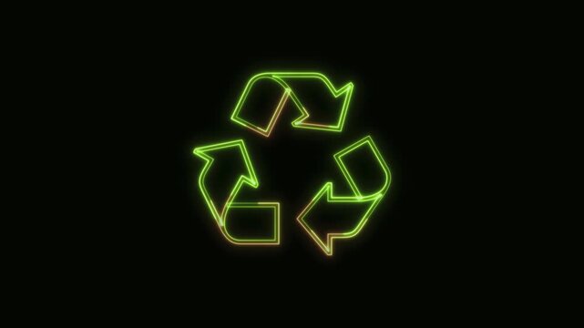 Reuse Icon Neon Seamless Loop 4K Black Background Animated Promotional Typography for Video Editing