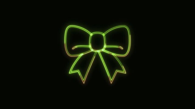 Ribbon Icon Neon Seamless Loop 4K Black Background Animated Promotional Typography for Video Editing