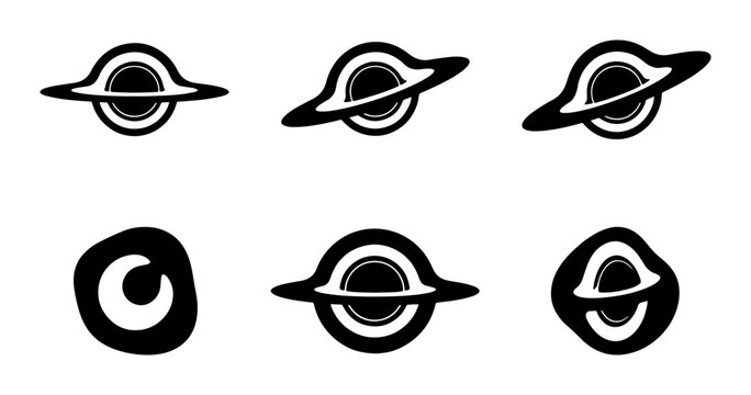 Black Hole Icons, Cosmic Event Symbols, Gravitational Anomaly Graphics, Space Exploration Vector Set