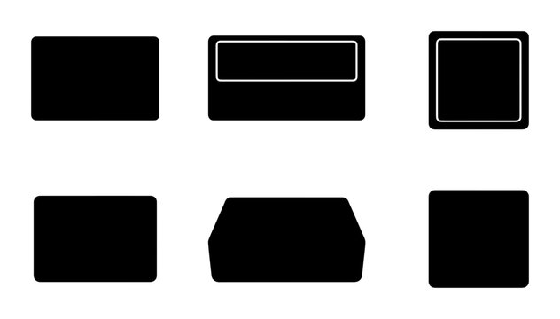 Black Rectangular Shapes, UI Elements, Modern Design, Minimalist Icons, Graphic Resources