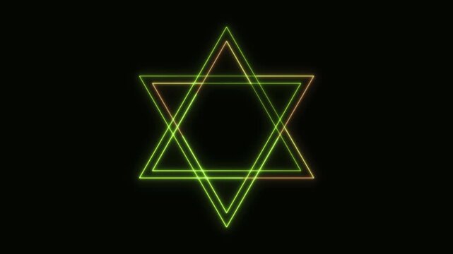 Star of David Neon Seamless Loop 4K Black Background Animated Promotional Typography for Video Editing
