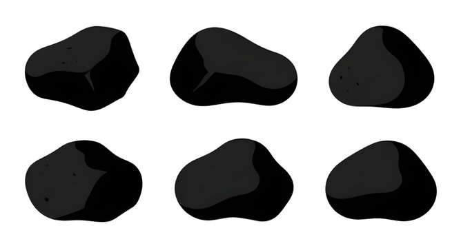 black, stones, cartoon, rocks, pebbles, boulders, nature, gameasset, gravel, mineral, isolated, ground, texture, vector, illustration, design, collection