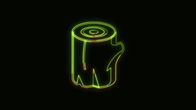 Wood Icon Neon Seamless Loop 4K Black Background Animated Promotional Typography for Video Editing