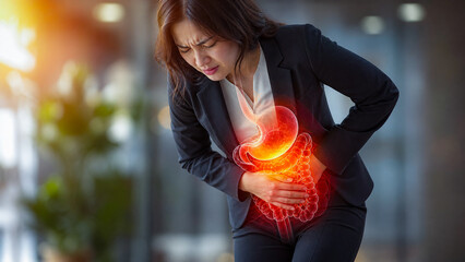Fototapeta premium A business woman in appearing to be in pain