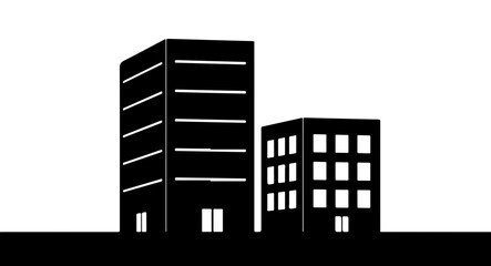 Silhouette of two office buildings cityscape urban © Sefat