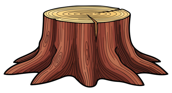 Tree stump, cut, brown, wooden, isolated