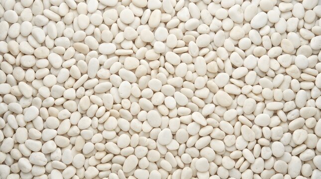 Close-up of white beans scattered on a surface