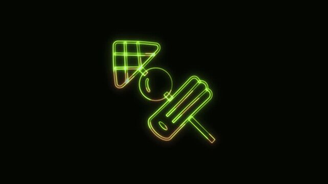 BBQ Icon Neon Seamless Loop 4K Black Background Animated Promotional Typography for Video Editing