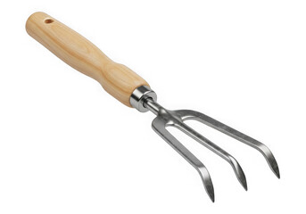 Obraz premium Handheld garden weeder tool with wooden handle isolated on transparent background