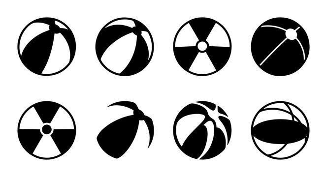 Beach Ball Icons, Summer Fun Vector Set, Playful Round Toys Collection