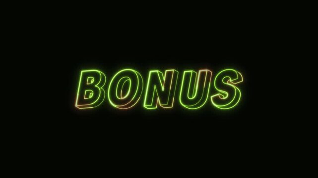 Bonus Neon Text Seamless Loop 4K Black Background Animated Promotional Typography for Video Editing