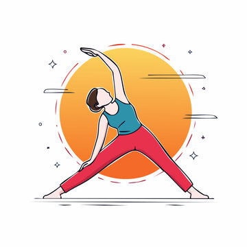 Woman Performing Yoga Triangle Pose